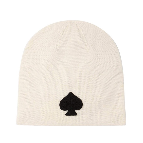 kate spade Accessories - KATE SPADE • Signature Cream Spade Beanie Hat Cap